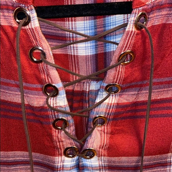 Lace Up Flannel Long Sleeve - Picture 2 of 3